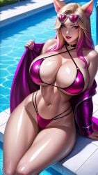 abdomen abdominals abs ahri ai_generated bare_shoulders belly_button big_breasts bikini blonde_hair bra breasts choker firm_breasts fox_ears fox_girl from_above glasses_on_head hourglass_figure huge_breasts k/da_ahri k/da_all_out_ahri k/da_series large_breasts league_of_legends lingerie lipstick midriff navel navel_piercing nsfw oiled_body oiled_breasts oiled_skin pink_hair pool pool_party pov riot_games round_breasts shiny shiny_breasts shiny_clothes shiny_hair shiny_skin sideboob simple_background sitting sky4maleja smile swimsuit thick_thighs thong thong_bikini thong_only thong_straps thong_underwear tight_bikini tight_clothes tight_clothing tights underwear vastaya yellow_eyes