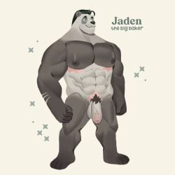 1:1 abs anthro balls bear beard biceps big_penis black_body black_fur black_hair caldatelier facial_hair fist fur genitals giant_panda hair hi_res male mammal multicolored_body multicolored_fur muscular muscular_male nipples penis pubes shaved_fur simple_background solo standing thick_thighs triceps two_tone_body two_tone_fur vein veiny_penis white_background white_body white_fur