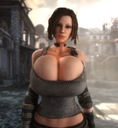 1girls 3d 3d_(artwork) alternate_breast_size breasts_bigger_than_head breasts_bigger_than_torso brown_hair bulletstorm cleavage clothed clothed_female electronic_arts enormous_breasts epic_games female female_only female_solo fingerless_gloves gigantic_breasts gloves high_resolution highres hips hourglass_figure huge_breasts human human_female human_only looking_at_viewer massive_breasts midriff midriff_baring_shirt pants people_can_fly shirt slim_waist solo solo_female tank_top top_heavy top_heavy_breasts trishka_novak upper_body vaako wide_hips