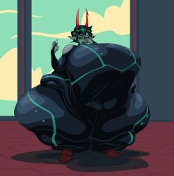 alien bbw breasts chunky fat_belly female fupa glasses homestuck horns huge_breasts hyper_breasts hyper_fat hyper_hips hyper_thighs kanaya_maryam milf robes salthel ssbbw thick_thighs wide_hips