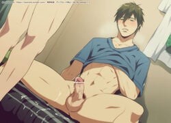 2boys abs artist_name balls ballsack bottomless_male brown_hair cum erection free! gay human izumi_nekotsuki male male_only muscles muscular_male nukobaooo orgasm partial_male penis scrotum sitting smooth_skinned_male tachibana_makoto testicles veiny_penis