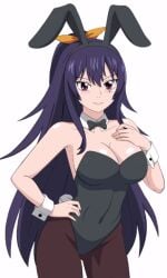 1girls bunny_ears bunny_tail bunnysuit cleavage edens_zero hfxpins homura_kogetsu purple_hair solo standing