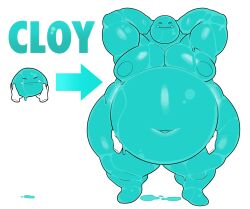 bhm big_belly cloy_(milkblend) disembodied_hands hands_on_belly huge_belly milkblend monster_boy overweight overweight_male slime slime_boy slime_monster ssbhm