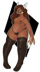 1girls black black_hair black_hair_female black_skin body_hair breeoche color dark_skin dark_skinned_female dog_ears dog_tail female female female_focus female_only hair happy_trail homestuck jade_harley long_hair long_hair_female looking_at_viewer mostly_nude mostly_nude_female panties solo solo_female stockings tail thigh_highs thighhighs topless underwear