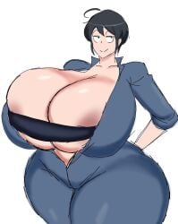 30th_video_rentals alternate_breast_size big_breasts bikini black_hair breasts breasts_bigger_than_head cleavage color curvy female female_focus female_only hand_on_hip huge_breasts hyper hyper_breasts indie_virtual_youtuber jumpsuit kataochi_chuuko large_breasts looking_at_viewer momiji_(artist) nakako_kataochi plump posing short_hair smile solo solo_female top_heavy virtual_youtuber