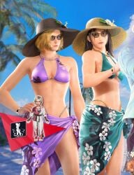 2girls 3d beach bikini bikini_top blonde_hair cleavage death_by_degrees female female_only fully_clothed jun_kazama kazama_jun lidia_sobieska light-skinned_female milf namco navel nina_williams screencap sun_hat sunglasses tekken tekken_1 tekken_2 tekken_3 tekken_4 tekken_5_dark_resurrection tekken_6_bloodline_rebellion tekken_7 tekken_8 tekken_blood_vengeance tekken_tag_tournament tekken_tag_tournament_2 thick_thighs tinted_eyewear