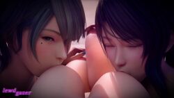 16:9_aspect_ratio 3d 3girls animated breast_sucking breasts completely_nude dead_or_alive dead_or_alive_xtreme_venus_vacation double_breast_sucking earrings female female_only female_pov green_hair h264_(codec) has_audio high_resolution jewelry koei_tecmo large_breasts large_filesize lewdgazer looking_at_viewer moaning_in_pleasure mole mole_under_eye mp4 multiple_girls nail_polish nude nude_female pov purple_hair sayuri_(dead_or_alive) shandy_(doa) tamaki_(doa) video yuri