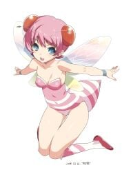 1girls 2010s 2013 5_fingers adventure_island antennae_(anatomy) blue_eyes breasts bunnysuit cleavage dated eyes fairy fairy_wings female female_focus female_only hair honey_bee_(honey_bee_in_toycomland) honey_bee_in_toycomland hudson_soft humanoid insect_wings ishiyaki ishiyaki765 jpeg looking_at_viewer nippon_tv open_eyes open_mouth pink_hair signature solo stockings striped_clothing striped_stockings striped_tail tail teeth tms_entertainment white_background wings