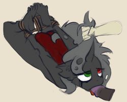 anthro bondage bondage bound changeling disembodied_penis duo fan_character fellatio forced green_eyes heterochromia hole_(anatomy) lix lying male marsminer my_little_pony on_front oral oral_penetration penetration penis pone_keith rape red_eyes sex simple_background solo_focus