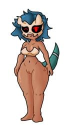 blox_fruits blox_fruits_oc blue_hair cola digital_media_(artwork) dinosaur_girl dinosaur_humanoid female furry humanoid minstlu oc original_character red_eyes roxanne_trex_(minstlu) skull_mask t_rex_(blox_fruits)