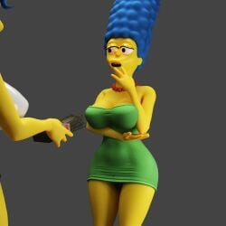 belly_bulge blender boobs clothing dress female hair_blue heperson marge_simpson milf miniskirt prostitution skirt slut the_simpsons thick tight_clothing voluptuous