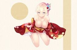 boku_wa_tomodachi_ga_sukunai breasts butterfly_hair_ornament cait kimono nipples no_bra nopan open_shirt pussy sena_kashiwazaki uncensored