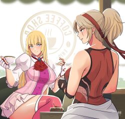 2girls big_ass big_breasts blonde_hair casual emilie_de_rochefort female female_only ihsnet lidia_sobieska namco tekken tekken_8 thick_thighs tight_clothing