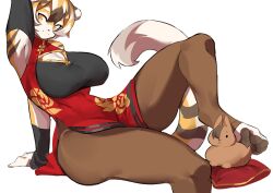 aspirindabaitu big_breasts breasts cleavage feline female furry huge_breasts mx99926 tagme thick_thighs tiger tiger_girl wide_hips