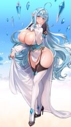 animated big_breasts blue_eyes elf_ears high_heels project_qt tia_(project_qt)