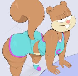 1female 1girls 2024 2d 2d_(artwork) anthro anthro_only ass big_ass big_butt blue_shorts brown_body brown_fur female female_only narrowed_eyes pose sandy_cheeks seductive_look seductive_pose solo solo_anthro solo_female spongebob_squarepants spongebob_squarepants_(series) squirrel squirrel_girl usnarbit