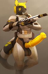 animal_genitalia animal_penis anthro armor balls big_balls equine_penis erection fasttrack37d gun horsecock hybrid hyper hyper_penis kangaroo male male_only mammal marsupial penis ranged_weapon solo trigger_discipline vein weapon yellow_penis