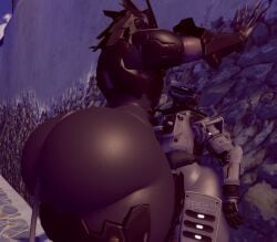 3d 3d_(artwork) ambiguous_gender anthro anthro_only anthrofied ass_focus big_ass big_thighs black_body blade_wolf claws duo fagottini31 gray_body height_difference huge_ass huge_thighs machine metal_gear robot size_difference spectre_(titanfall) thick_thighs titanfall wide_hips