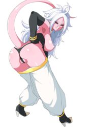 1girls 2010s android_21 black_panties black_sclera breasts dark_persona dragon_ball dragon_ball_fighterz female female_only haruhisky humanoid long_hair majin majin_android_21 monster_girl pink_skin pointy_ears red_eyes solo tail white_hair