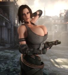 1girls 3d 3d_(artwork) alternate_breast_size breasts_bigger_than_head breasts_bigger_than_torso brown_hair bulletstorm cleavage clothed clothed_female electronic_arts enormous_breasts epic_games female female_only female_solo fingerless_gloves gigantic_breasts gloves gun hand_behind_head hand_on_head hand_on_own_head high_resolution highres hips holding_gun holding_object holding_weapon hourglass_figure huge_breasts human human_female human_only looking_at_viewer massive_breasts midriff midriff_baring_shirt pants people_can_fly shirt slim_waist solo solo_female tank_top top_heavy top_heavy_breasts trishka_novak upper_body vaako weapon wide_hips