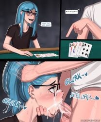 2boys 2d 2d_(artwork) alternate_version_available balls bdone blowjob blu_(bdone) blue_eyes blue_hair blush blush_lines card card_game cards cum cum_drip cum_in_mouth cum_inside cum_on_face cum_on_glasses cute_male deep_blowjob deepthroat eyes_rolling_back face_fucking facefuck femboy femboysub gambling gay girly glasses hair_grab head_grab holding_mouth instant_loss instant_loss_2koma looking_up loser lost_bet male/male malesub on_knees oral oral_creampie oral_insertion oral_penetration oral_sex penis penis_in_mouth playing_card poker poker_cards poker_table sloppy_blowjob submission submissive submissive_male sweat tearing_up tears trap veiny_balls veiny_penis veiny_testicles yaoi