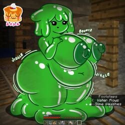 1girls actualpancakes areolae ass belly breasts chubby chubby_female cleavage fat female female_only gameplay_mechanics green_body green_hair hands_on_breasts hips large_ass large_breasts minecraft mojang nipples nude nude_female overweight overweight_female slime_(minecraft) slime_girl stomach thick_thighs thighs wide_hips