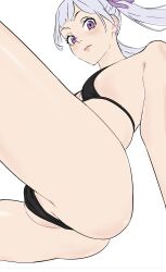 1girls ass bikini black_clover cameltoe female_only light_skinned_female lipstick looking_at_viewer noelle_silva purple_hair sho_yo sil
ver_hair small_breasts thighs