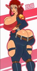 ashelin_praxis brown_hair bursting_breasts bursting_clothes female female_only huge_ass huge_breasts jak_and_daxter jay-marvel thick_thighs