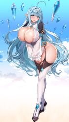 animated big_breasts blue_eyes elf_ears project_qt tia_(project_qt)