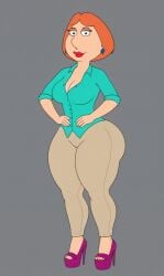 ai_generated big_ass big_butt borednlonely bottom_heavy button_down_shirt child_bearing_hips cleavage clothed clothing curvaceous curvy family_guy high_heels large_breasts lois_griffin mature_female milf mommy red_hair red_head red_lipstick seductive seductive_eyes small_waist thick_legs thick_thighs tight_clothing tight_pants voluptuous wide_hips