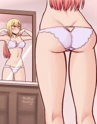 1girls ass ass_focus belly blonde_hair blush bra female female_focus female_only gyaru kitagawa_marin light-skinned_female light_skin lordguyis medium_breasts mirror multicolored_hair panties red_eyes reflection sono_bisque_doll_wa_koi_wo_suru thighs two_tone_hair underwear