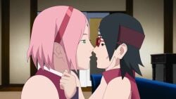 2girls animated boruto:_naruto_next_generations female/female incest kissing mother mother_and_daughter multiple_girls naruto older_female optimystic sakura_haruno sarada_uchiha sound tagme uchiha_sarada video younger_female yuri