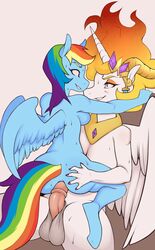 2017 alicorn anal anal_sex animal_genitalia animal_penis antelon anthro ass balls breasts butt_grab colored_nails crown dickgirl dickgirl_penetrating duo equine equine_penis erection eye_contact eyebrows eyelashes eyeshadow feathered_wings feathers female flaming_hair friendship_is_magic futa_on_female grin hair hand_on_butt hi_res horn horsecock intersex intersex/female intersex_penetrating makeup mammal mascara mastery_position medial_ring multicolored_hair my_little_pony nightmare_star_(mlp) nude on_lap pegasus penetration penis purple_eyes purple_nails rainbow_dash_(mlp) rainbow_hair sex shadow sideboob simple_background sitting smile straight_hair sweat teeth thick_thighs white_background wings