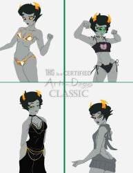 arts_dingus blush cat_lingerie female female_focus gold_bikini homestuck homestuck_troll kanaya_maryam meme_attire meme_clothing modakawa_dress panels virgin_killer_sweater