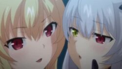 2girls animated audio blonde_hair blue_hair female female/female green_eye heterochromia kissing make_out making_out mp4 multiple_girls no_sex red_eye red_eyes saliva shy sound tagme video white_skin younger_female yurirnboku_wa_chiisana_succubus_no_shimobe