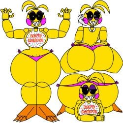 1girls 2d animatronic ass bib big_ass big_butt bubble_ass bubble_butt chicken digital_art female female_only five_nights_at_freddy&#039;s gallus_(genus) huge_ass huge_butt jack-o_pose laying_on_stomach looking_at_viewer looking_back massive_ass massive_butt pink_panties pointy_teeth thick_ass thick_butt thick_thighs toy_chica_(fnaf) yellow_skin