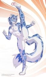 2024 3:5 4_toes 5_fingers abs anthro anus areola athletic athletic_female avocado_seed barely_visible_anus blue_body blue_eyes blue_hair blue_spots breasts claws digital_media_(artwork) feet felid female fingers fist flexible fur genitals grey_body grey_fur hair hi_res high_kick inner_ear_fluff khajiit kick m'ria_(maks_hunt) mammal markings martial_arts microsoft narrowed_eyes nipples nude nude_female on_one_leg open_mouth pantherine pawpads paws pussy simple_background snow_leopard solo spots spotted_body spotted_fur standing tail teeth text the_elder_scrolls toes tuft url white_body white_claws white_fur