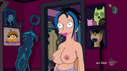 accurate_art_style areolae big_breasts black_hair edit futurama grrrl huge_breasts lipstick nipples poivoit screenshot screenshot_edit short_hair topless