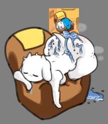 1girls after_sex ambiguous_penetration armchair ass big_ass boobs breasts closed_eyes cum cum_in_ass deltarune dibujobienraro fat_ass fur furry goat goat_ears goat_horns horns huge_ass reference_image saliva simple_background sleeping steam steaming_body tail thighs
