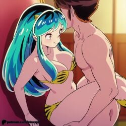 aqua_hair big_breast big_breasts bikini bikini_aside bikini_bottom bikini_bottom_aside bikini_top bikini_top_only cleavage cleavage_dress cleavage_focus cute_female cute_female_feet green_hair green_hair_female lum lum_invader orange_eyes orange_eyes_female patreon patreon_username staxxy staxxy2 urusei_yatsura
