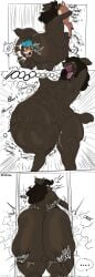 3boys anal_vore anthro ass_too_big ass_too_fat balls big_ass big_ass_(male) big_butt bottom_heavy bottom_heavy_male brown_fur butt_too_big butt_too_fat dark_fur dominant_male dominated_male furry huge_ass huge_butt itskorrie male male_only male_pred male_weight_gain oral_vore post-vore_weight_gain stuck_in_door stuck_in_doorway unwilling_prey vore vore_belly wide_hips