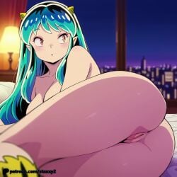 ai aqua_hair big_breast big_breasts bikini bikini_aside bikini_bottom bikini_bottom_aside bikini_top bikini_top_only cleavage cleavage_dress cleavage_focus cute_female cute_female_feet green_hair green_hair_female lum lum_invader orange_eyes orange_eyes_female patreon patreon_username staxxy staxxy2 urusei_yatsura