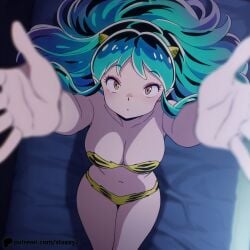 ai ai_generated aqua_hair big_breast big_breasts bikini bikini_aside bikini_bottom bikini_bottom_aside bikini_top bikini_top_only cleavage cleavage_dress cleavage_focus cute_female cute_female_feet green_hair green_hair_female lum lum_invader orange_eyes orange_eyes_female patreon patreon_username staxxy staxxy2 urusei_yatsura
