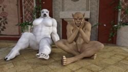 3d anthro bear feline female furry lion mammal muscular pussy size_difference sumeriandragon