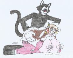 anal_sex anthro babette_(eltonpot) bbw beige_hair black_body black_eyes black_fur blood_on_ear blue_eyes blue_eyeshadow bovine_humanoid broken_neck brown_fur cartoon_cat chubby_female corpse_fuck cow_girl dead dead_eyes death demon_cat doggy_position doggy_style_position earrings female_death grabbing_ass grabbing_from_behind grabbing_horn guro huge_ass huge_breasts huge_butt lactating lactation large_ass large_breasts marlon64 milk_squirt murdered naked_female naked_gloves naked_stockings neck_snap necrophilia nose_piercing nose_ring sex_from_behind sex_on_floor short_hair_female snuff spotted_body spotted_fur traditional_drawing_(artwork) white_background white_body white_fur