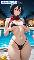 1girls 2026 ai_assisted ai_generated anime attack_on_titan bikini black_hair boobs breasts bust hi_res high_quality high_resolution highres mikasa_ackerman navel night night_sky patreon patreon_username pool red_scarf scarf shingeki_no_kyojin short_hair sky skypassion stable_diffusion swimsuit tits water watermark