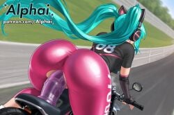 1girl 2025 2026 4k absurd_res absurdres accidental_exposure ai ai-created ai-generated ai_art ai_assisted ai_created ai_generated alphai animal_ear_headphones aqua_hair ass_focus black_gloves black_shirt blushing cat_ear_headphones cinematic_lighting close-up colorful_background depth_of_field detailed_hair detailed_skin detailled_background dildo_riding dramatic_shadows elbow_gloves eyelashes eyeliner female_face fingerless_gloves from_behind gloves hatsune_miku hatsune_miku_(fortnite) headphones high_quality high_resolution highres holographic_clothing huge_dildo jacket logo_print long_hair medium_ass miku_hatsune motorcycle motorcycle_dildo naughty_face number_print object_insertion particles patreon patreon_link patreon_url patreon_username pink_leggings pink_trim public_indecency pussy racetrack racing raised_eyebrows riding_motorcycle riding_vehicle road seductive_eyes short_sleeves solo thin_waist twintails vaginal_penetration very_long_hair volumetric_lighting watermark