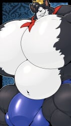 9:16 anthro bangs belly big_belly big_bulge big_muscles big_pecs black_body black_border black_fur black_nose blue_clothing blue_underwear bobert border bulge cait_sith_(ff7) cat-sith celtic_mythology clothed clothed_anthro clothed_male clothing countershade_face countershade_fur countershade_torso countershading crown detailed_bulge digital_drawing_(artwork) digital_media_(artwork) domestic_cat european_mythology eyebrows eyes_closed fangs featureless_chest felid feline felis final_fantasy final_fantasy_vii fur genital_outline grin grinning_at_viewer headgear hi_res huge_bulge huge_muscles huge_pecs hyper hyper_bulge hyper_muscles hyper_pecs kerchief male male_anthro mammal multicolored_body multicolored_fur musclegut muscular muscular_anthro muscular_male muscular_thighs mythology navel neckerchief neckwear outline pattern_background pecs penis_outline pink_inner_ear portrait quads red_kerchief red_neckerchief shaded simple_background smile smiling_at_viewer solo square_enix teeth three-quarter_portrait three-quarter_view topless topless_anthro topless_male trapezius two_tone_body two_tone_fur underwear whisker_spots white_body white_countershading white_fur white_outline