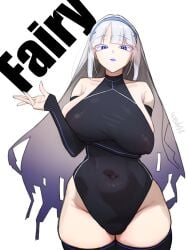 1girls blue_eyes blue_lipstick breasts busty character_name fairy_(zenless_zone_zero) female female_only huge_breasts humanized leotard light-skinned_female light_skin lipstick looking_at_viewer thick_thighs thighhighs white_hair wide_hips wish44 zenless_zone_zero
