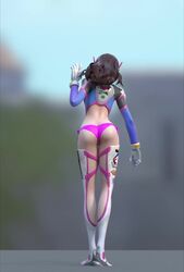 3d animated areolae ass boots breasts d.va dancing female female_only metssfm nipples no_bra no_sound overwatch panties solo thighhighs video